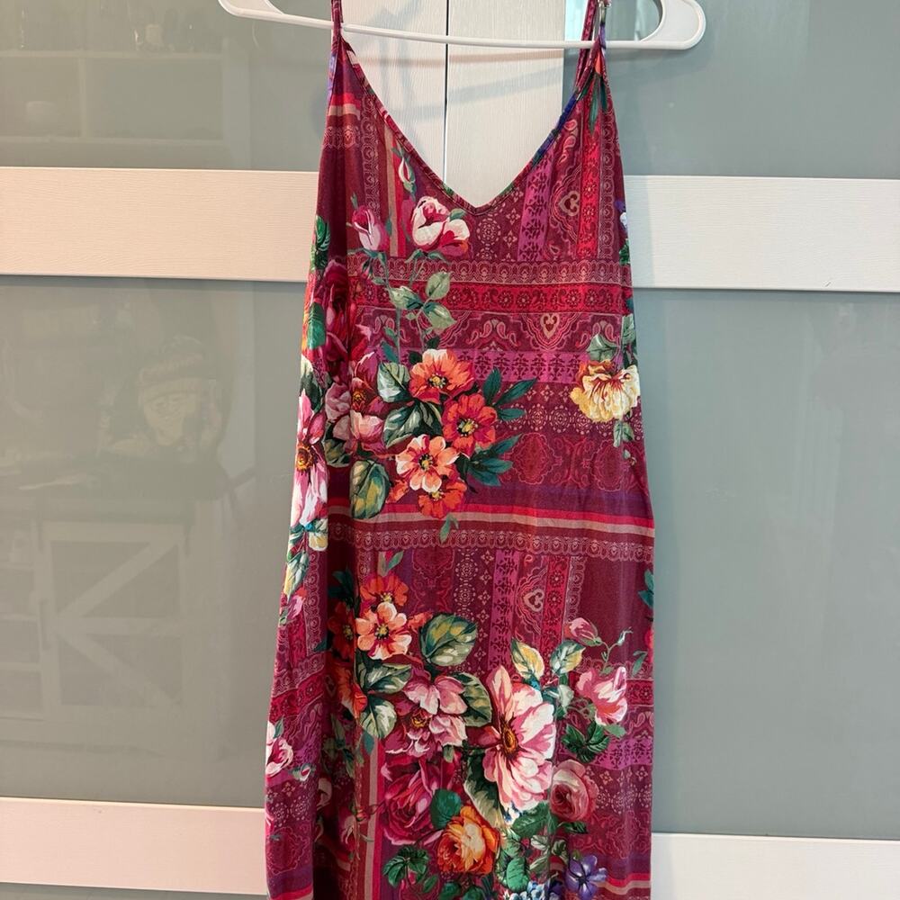 Johnny Was Floral Print Knit Slip Dress Size M